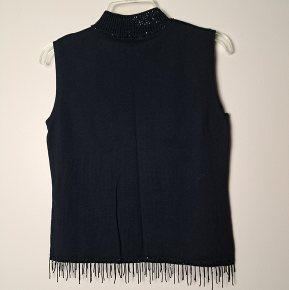 VTG John Roberts beaded sleeveless mock neck sweater, size 12, Silk blend - Picture 5 of 10